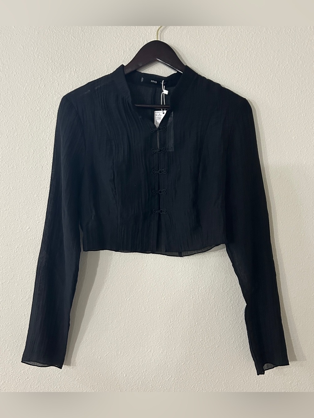 Mango Black Lyocell Blouse with Toggles